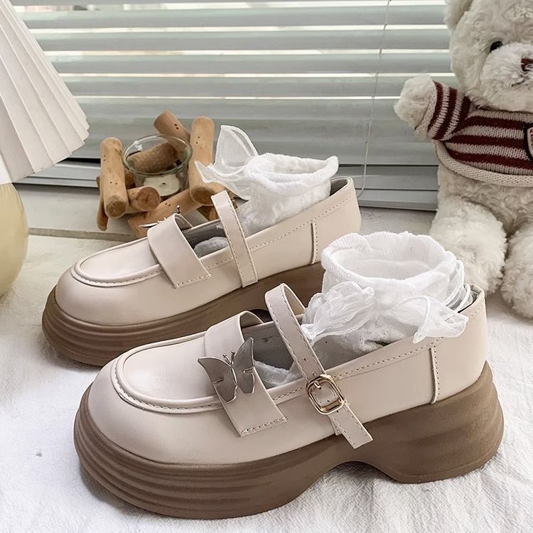 Platform Mary Jane Small Leather Shoes Women's Autumn 2025 New Height-increasing Versatile French Retro British College Style Single Shoes