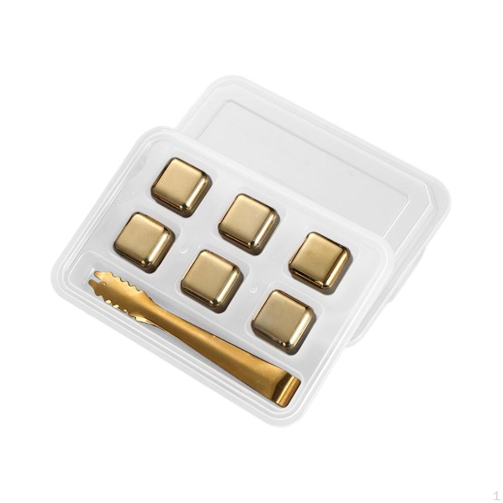 Sada prémiových kostek na chlazení nápojů z nerezové oceli s táckem - ideální na whisky, koktejly a