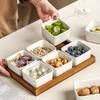 Acacia Wood & Ceramic Divided Snack Plate