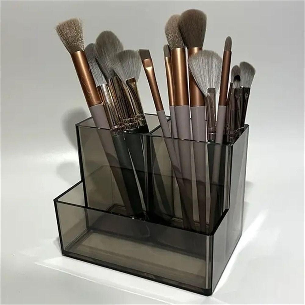 Transparent Desk Pen Holder Large Capacity Stationery Organizer Pencil Storage Box  Desktop
