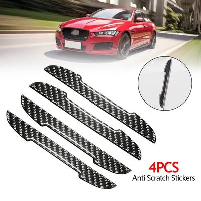 4 tiras adhesivas protectoras para puertas de coche con aspecto de fibra de carbono, anticolisión, resistentes a arañazos.