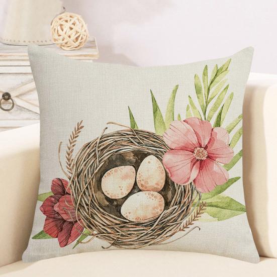 45x45CM Easter Pillow Case Bunny Egg Flower Boot Reusable Holiday Decoration Sofa Bedroom Square Throw Pillow Cushion Cover Festival Gift