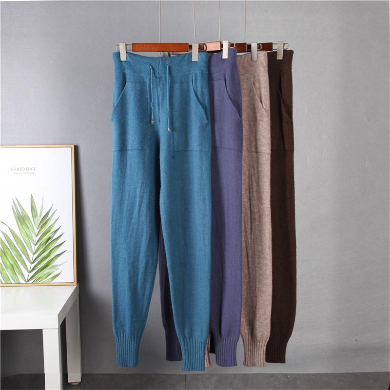 Hirsionsan Ležérní měkká pletená souprava Dámské 2021 Podzim Zima Svetr & Mrkvové kalhoty 2 kusy Dámský outfit Tepláky Haremové kalhoty