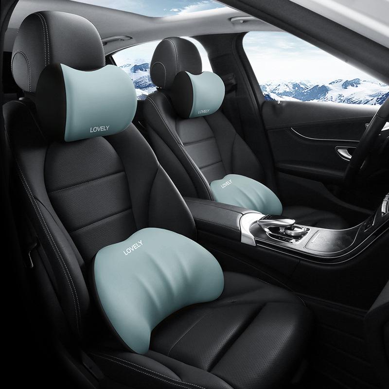 Car Memory Foam Headrest and Lumbar Support Cushion Set