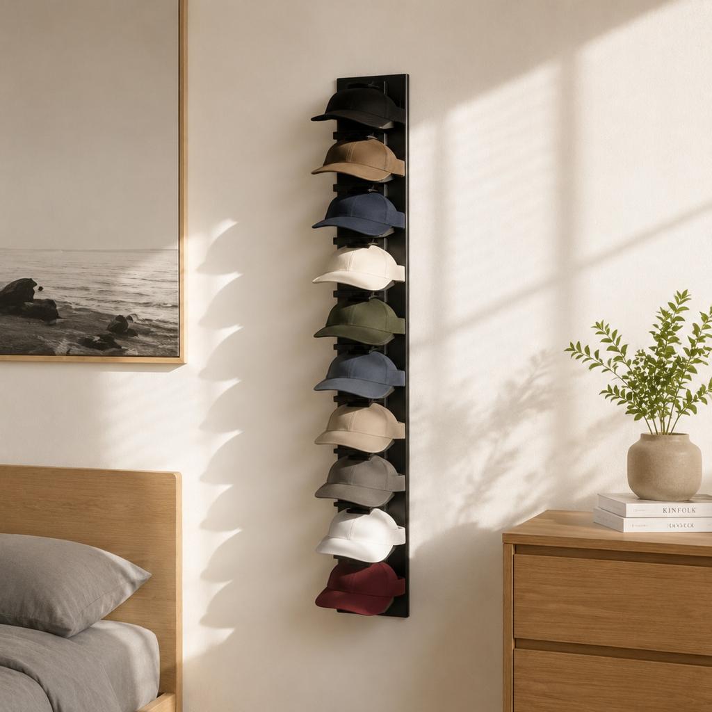 Wall Mounted Baseball Cap Rack Strong Adhesive Hat Organizer Multi Layer Hat Storage Holder Space Saving Wall Hook