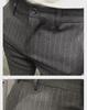 Men's Slim Fit Striped Plaid Trousers - Casual Korean Style with British Flair