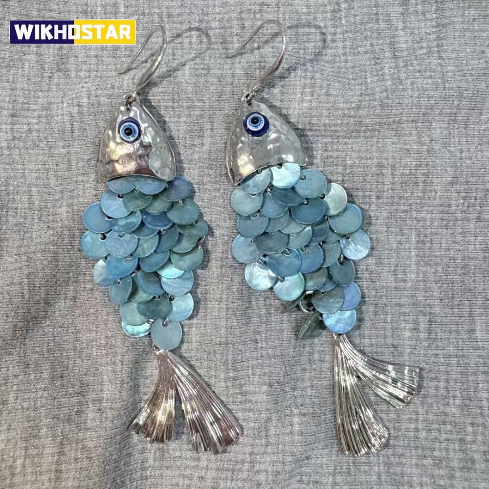 Summer Beach Retro Vacation Style Multi-layer Fish Scale Earrings Fashion Versatile Trendy Niche Design New Earrings