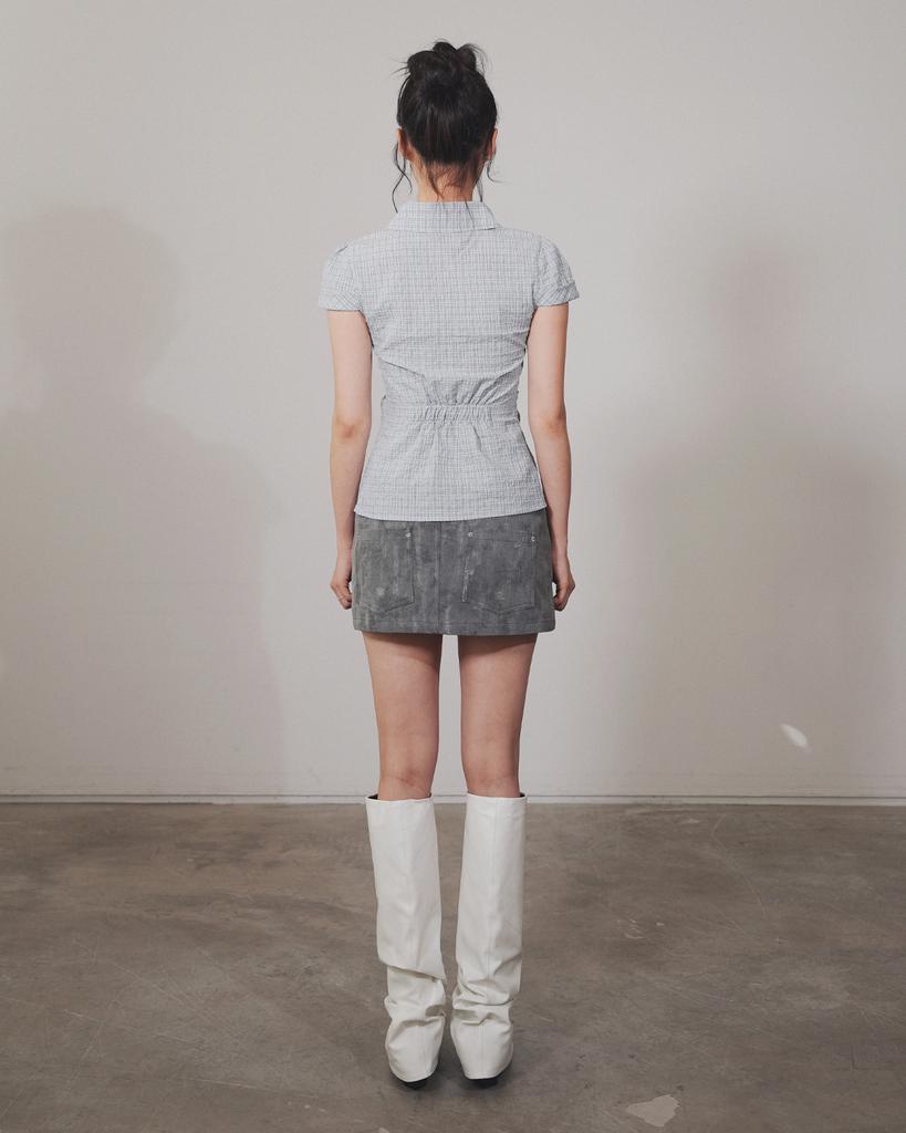 Yeolin Vintage Low Waist Mini Skirt (Charcoal)