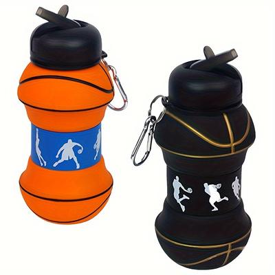 1pc 550ml Basketball Shape Collapsible Portable Water Bottles Suitable for Fitness Outdoor Activities Travel Gifts for Children