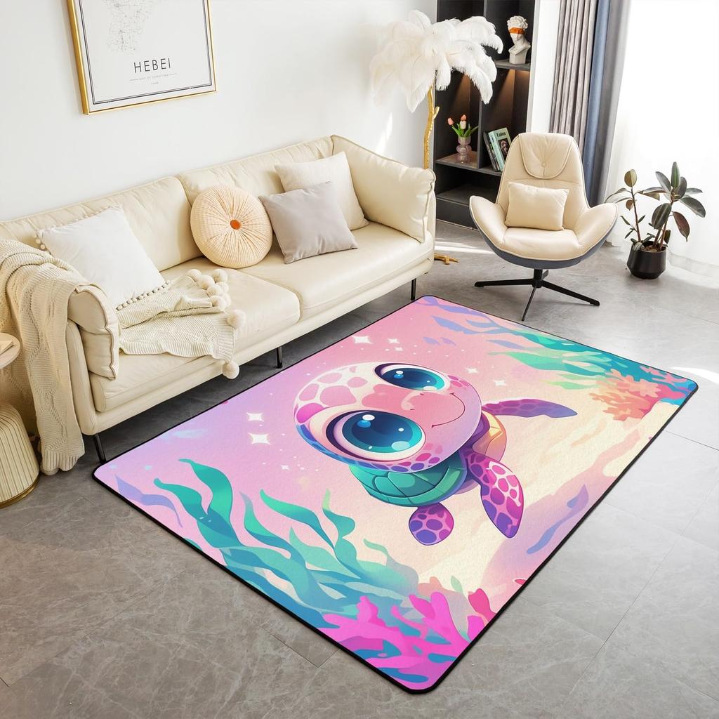 Ocean Themed Living Room Rugs for Bedroom Area Rug Octopus Decor Carpet for Boys Girls Teens Tentacles Indoor Floor Mat Black