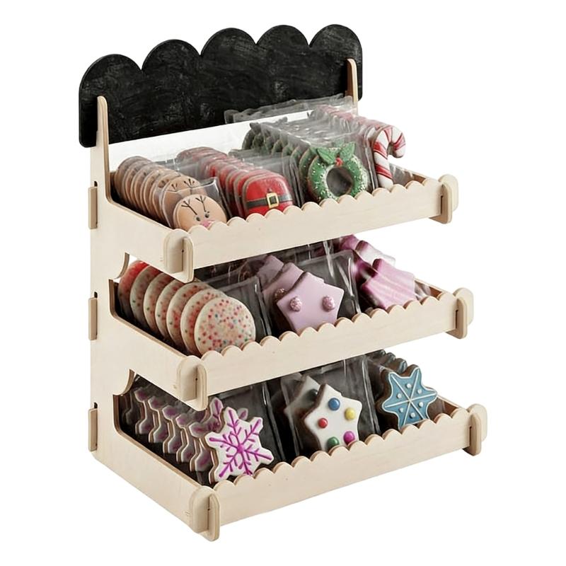 

Wood Cake Stand With Sturdy Thick Base And Customes Chalkboard For Secure Dessert Presentation In Parties And Cafes 1