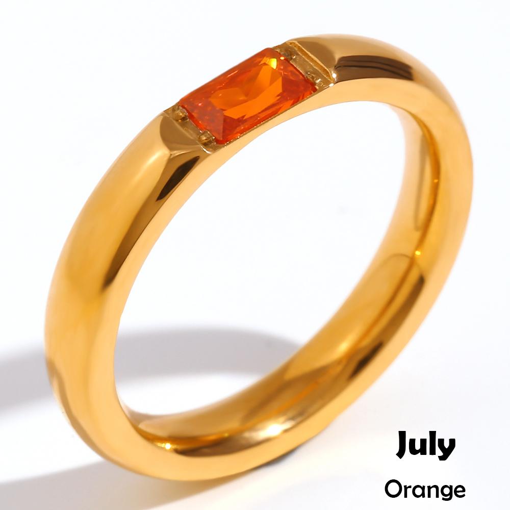 

MamacitaSlay 316L Stainless Steel Zircon Birthstone Ring Party Simple Waterproof Jewelry Classic Gift Women s High Quality Ring 6&Gold-color
