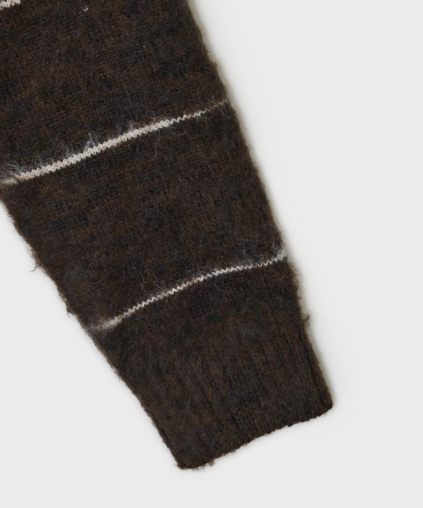 Belier Brushed Tom Cardigan - Brown Stripe