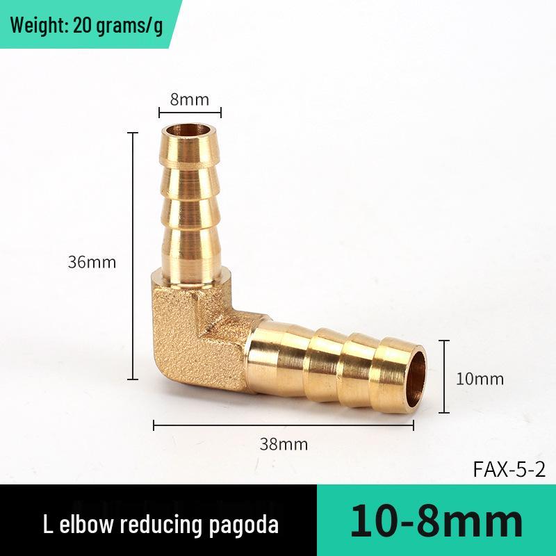 Brass L-Shaped Reducing Pagoda Plug, 4mm-19mm Conversion Hose Fitting