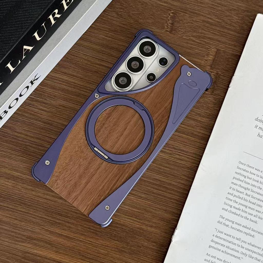 Samsung S25 Ultra Walnut Wood Magnetic Stand Case