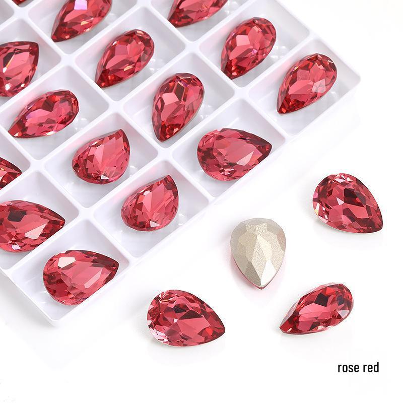 High-Grade K9 Teardrop Rhinestone DIY Jewelry Accessory - Silver-Plated Base with Irregular Crystal Glass Drill, Pointed Bottom