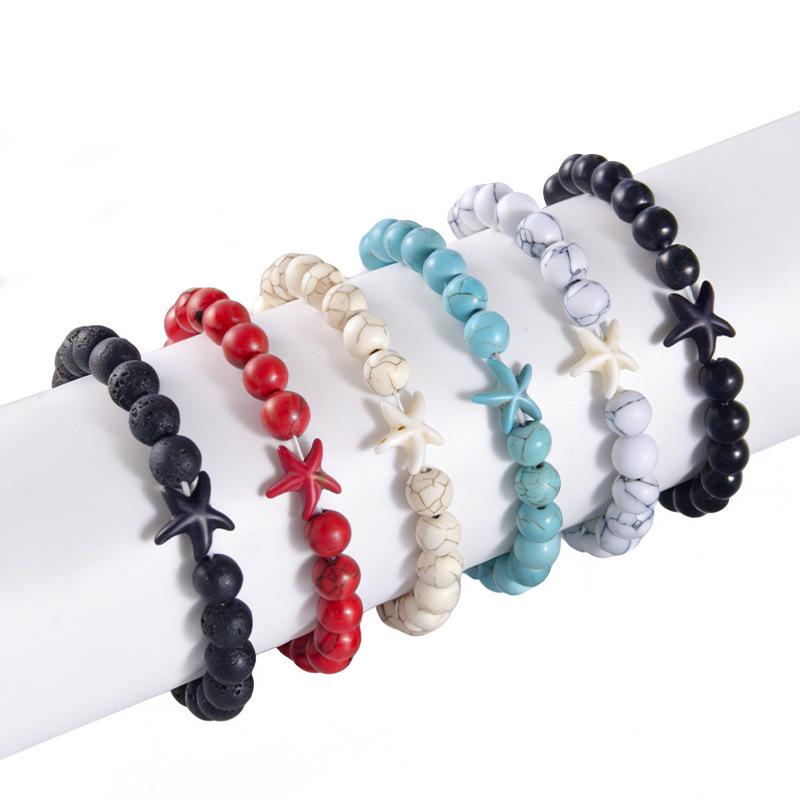 Starfish Handmade Beaded Bracelet with Elastic Cord - Fashionable Commuting Style