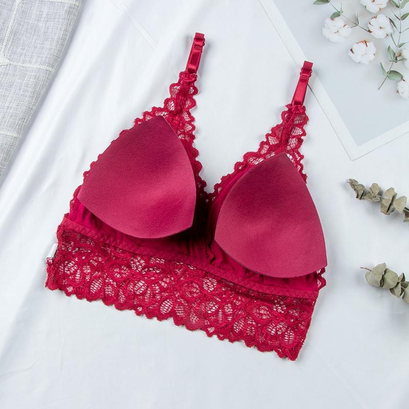 Lace Sexy Lingerie Bra Wireless Bras For Women Padded Push Up Bralette Female Brassiere Summer Soft Backless Fashion Underwear