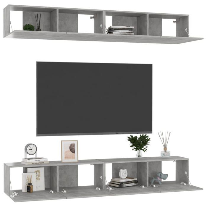 TV Stand - Maison Exclusive - Concrete Grey - Engineered Wood - 100 X 30 X 30 Cm