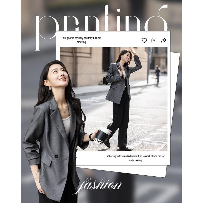 Demana Women's Lyocell Wool Blend Double-Breasted Blazer