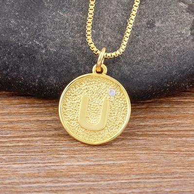 Nidin New Trendy Initial 26 Letters Pendant Charm Name Necklaces Cubic Zirconia Statement Jewelry Party Gifts For Women Men