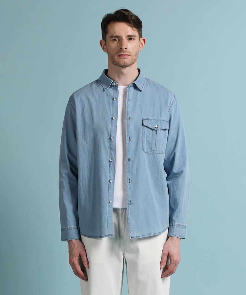 PANICALE Blue Washed Denim Shirt