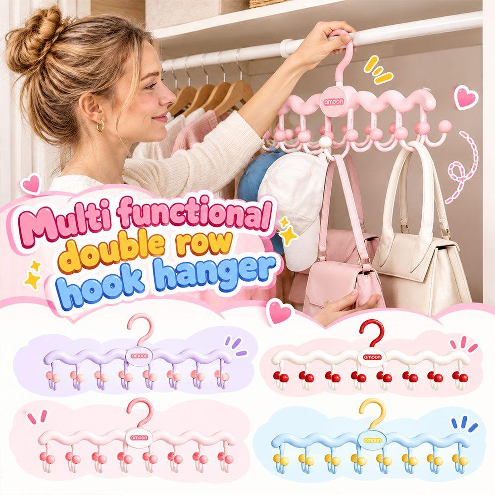Foldable Wall Hook Rack Double-Row Hooks Rotating Hanger Organizer New Hanger Rack Lingerie