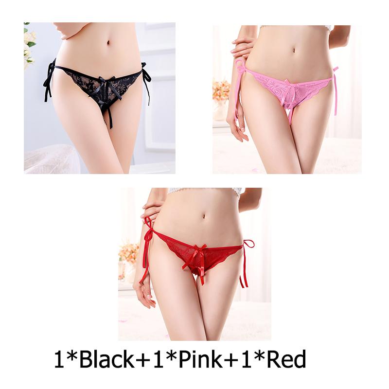 Sexy G-string T Panties Female Underwear Lace Thongs Women's Pants Sexy Pearl panties Erotic Women Crotchless panties plus size