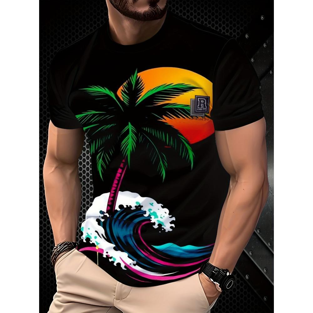 3D Digital Printing T-Shirt Teen Men's Short Sleeve Top Versatile Breathable