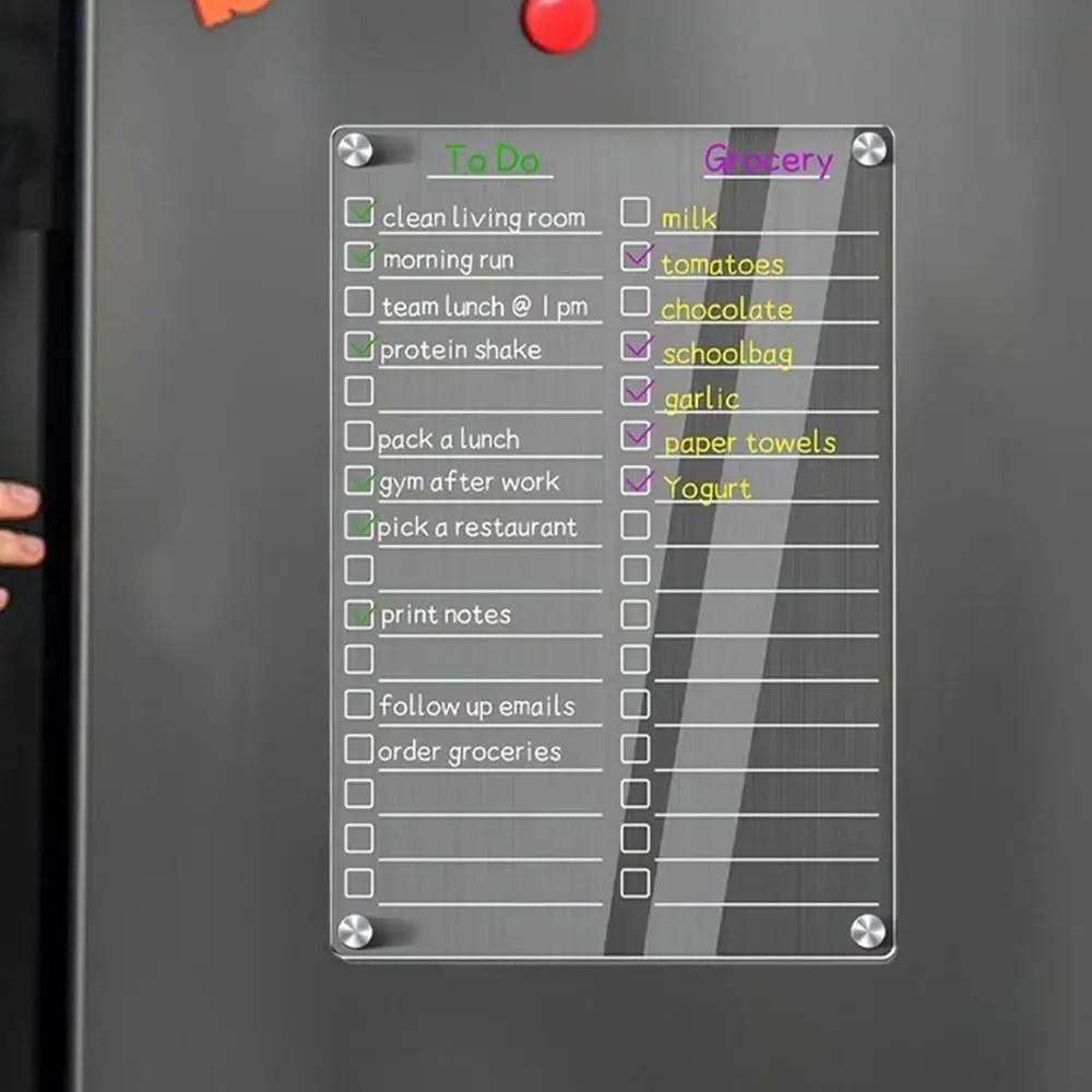 Reusable Magnetic Acrylic Weekly Planner Transparent Erasable Memo Board Kitchen