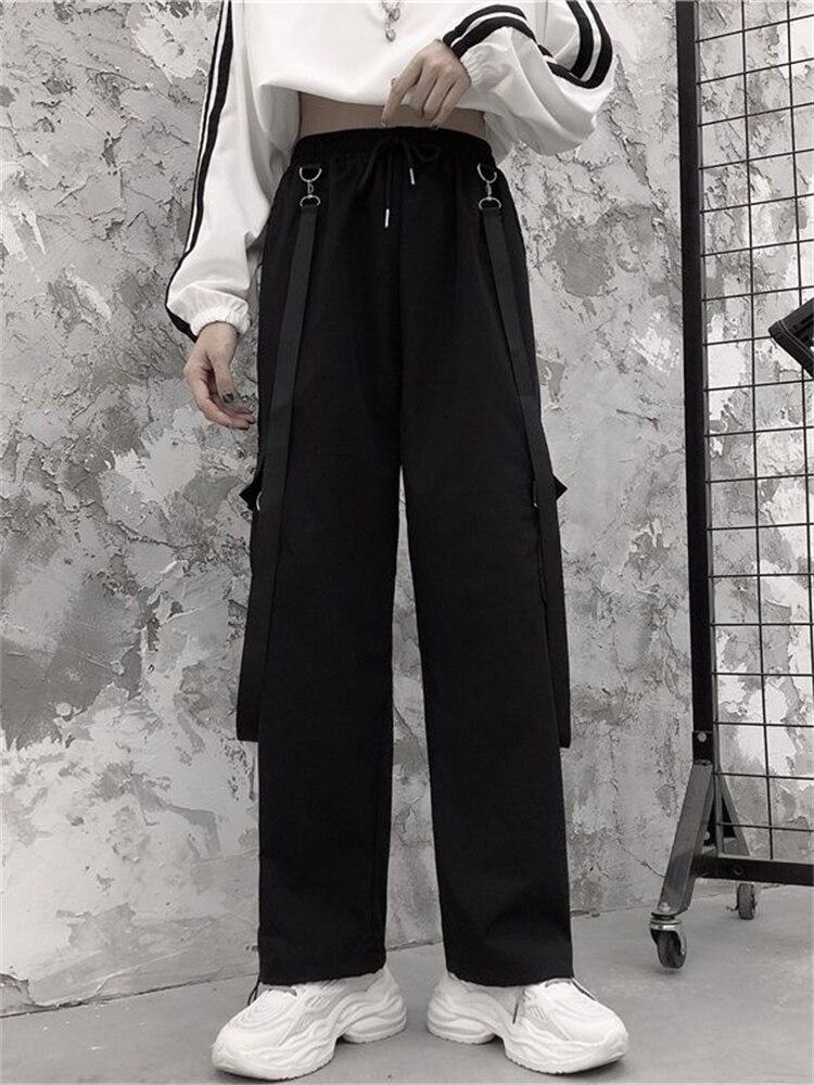 

Уличная одежда в стиле Харадзюку, летние женские широкие капри с высокой талией, мешковатые брюки-карго, женские брюки XXXXL чёрный