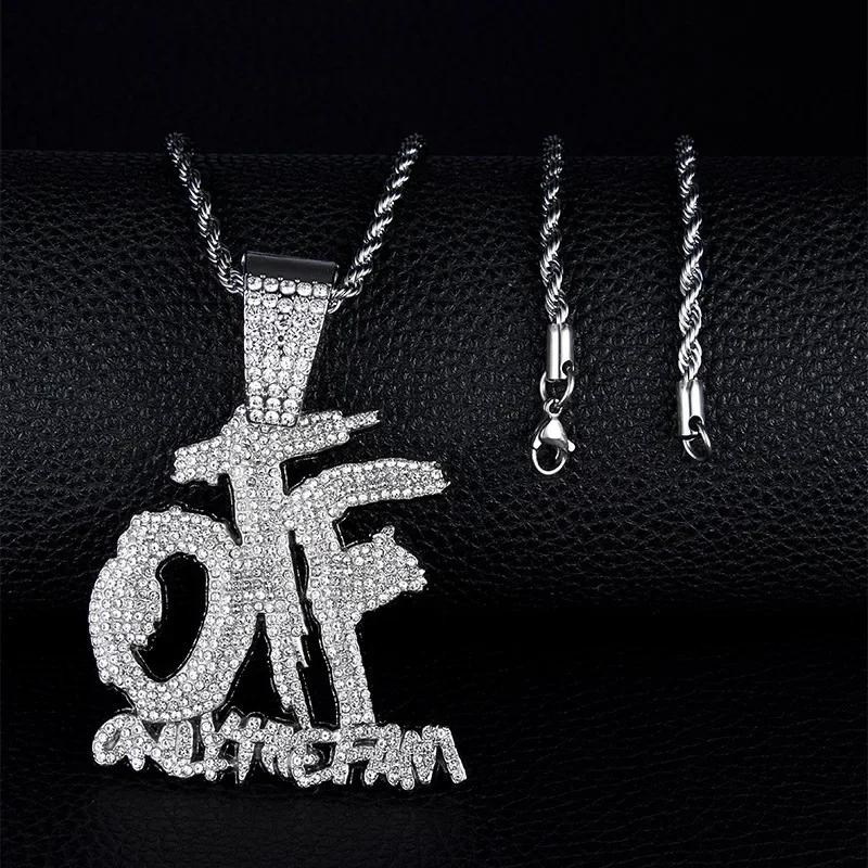 Hip Hop Ice Out Alphabet Savage Pendant Necklace Cool Men Women Hip Hop Rock Rap Jewelry Gifts