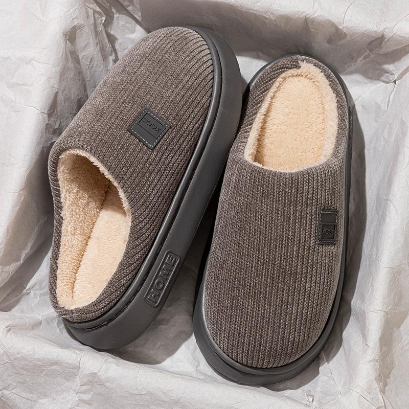 Thick-soled Plush Cotton Slippers Autumn and Winter Indoor Home Non-slip Plush Warm Couple Cotton Shoes