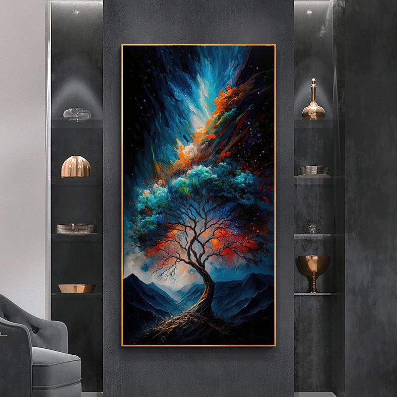 

Темный лес Дерево жизни Картина на холсте Настенная живопись Волшебный лесной пейзаж Плакаты и принты для крыльца Декор гостиной Cuadros 20x40cm NO Frame