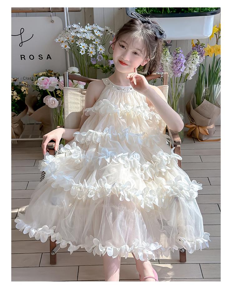 Girl Princess Dress 2026 Spring/Summer New Flower Birthday Dress Girl Fairy Yarn Dress Children's Cake Dress