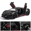 1:24 Scale GT Lykan Car Model Toy Diecast Alloy Doors Opened Sound Light Pull Back Supercar Miniature Models Collection Gifts