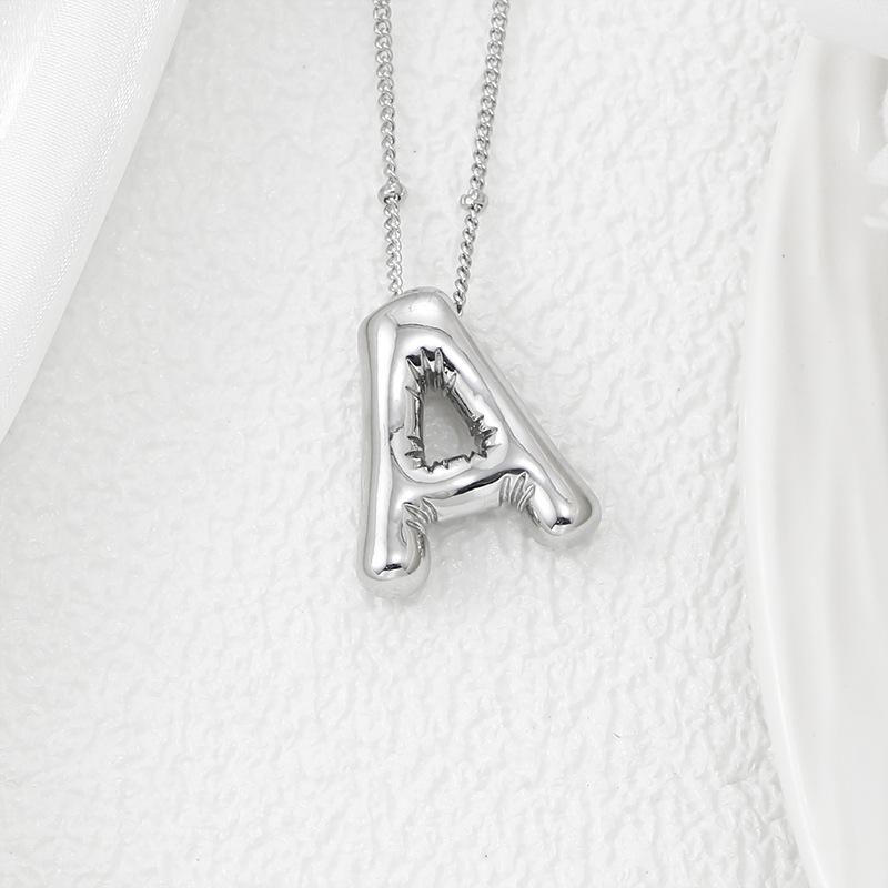 Smooth Chunky Bubble Initial letter Pendant Necklace Women Personality Jewelry Gold Balloon 26 Letter Necklaces