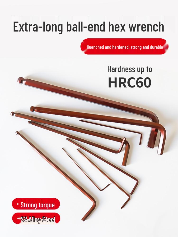 S2 Extended Ball Head Hex Key Wrench, High Strength Hardened 5mm/4mm Hexagonal Tool