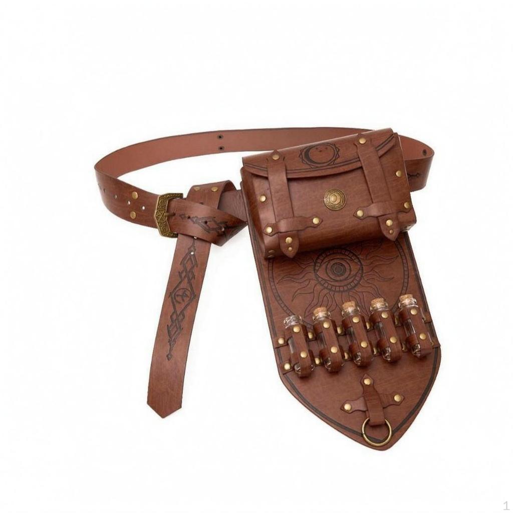 Medieval Waist Bag Vial Holders Ancient Seafarer Pouch Script SymbolsLike Patterns Cosplay