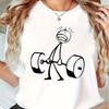 Dumbbell Graphic Print Tee Gym Casual Wear Summer Short Sleeved Harajuku Streetwear Tops Tees Men Women Clothing Popular
