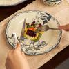 Retro Palace Style Ceramic Plate Light Luxury Restaurant Dessert Cake Plate Home Pasta Dining Plate Exquisite Flowers Tableware