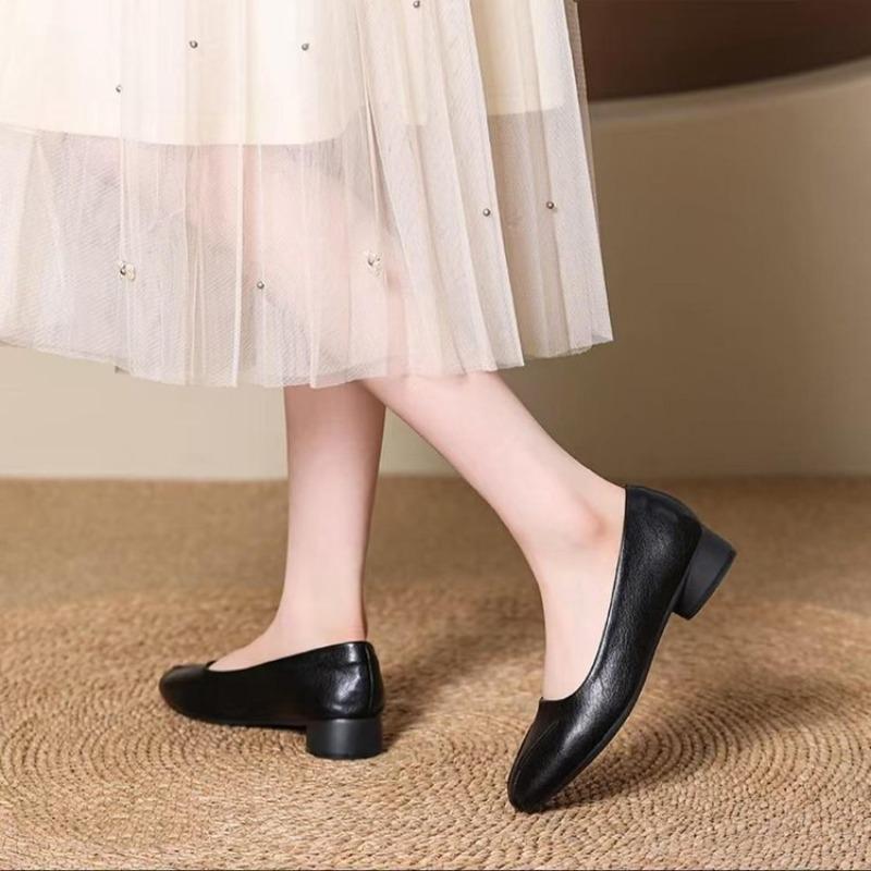 Single Shoe Women's New Soft Leather Flat Shoes, Large Size, Soft Sole Shoes