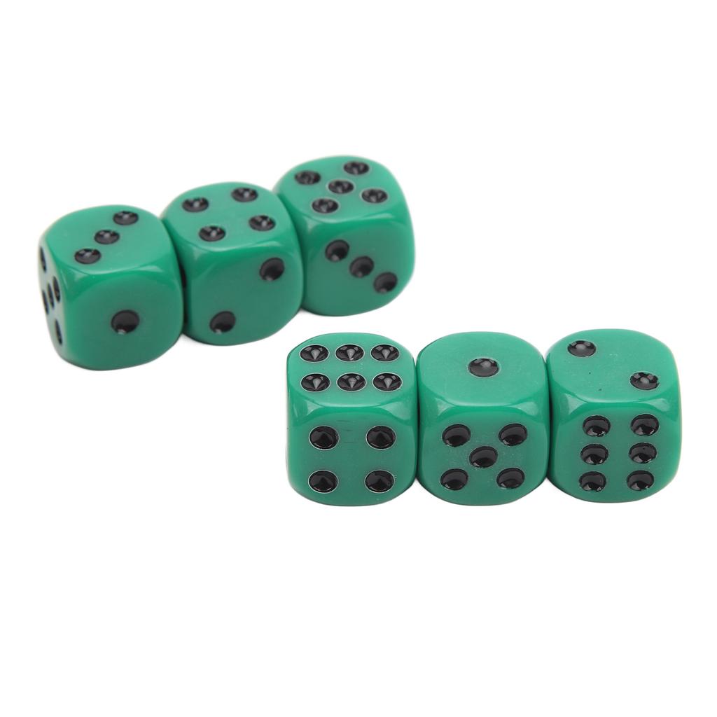 20Pcs 16mm Rounded Corner Dice 6 Sided Game Dice Set for Table Board Games Math Games Green Black