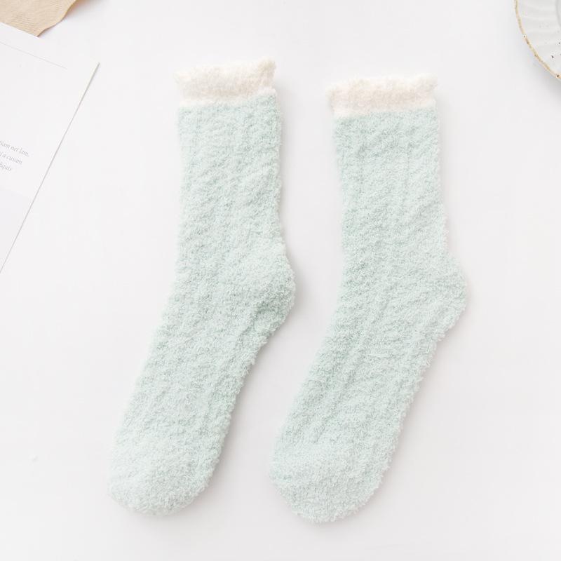 5/10 Pairs Women Double Layer Octagonal Flower Rabbit Wool Socks Autumn Winter Retro Coarse Knit Socks