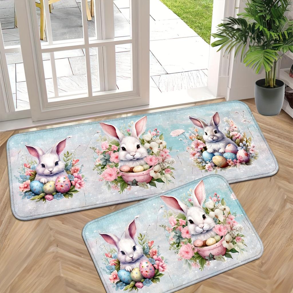 1Pcs Anti Fatigue Kitchen Rugs, Easter Print Waterproof Non-Slip Thick Cushioned Kitchen Mat Heavy Duty Comfort Standing Mat for Kitchen