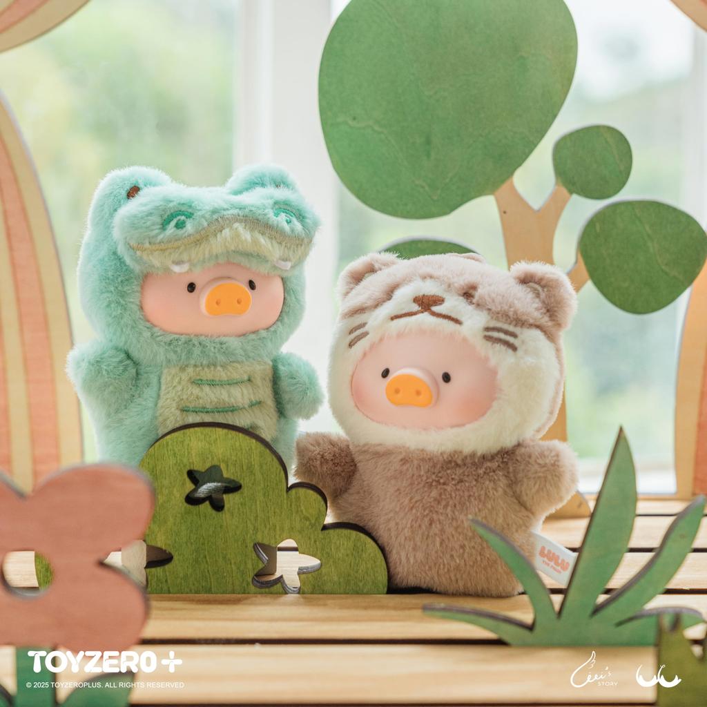 TOYZERO+ Lulu Piggy Blind Box Figures - 6-Piece Puppet Show Series Plush Keychain Blind Box Finger Puppet Toys, Cute Plush Mystery Box Collectibles,