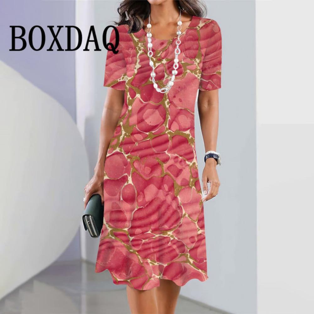 Sommer Geschwungenes Gestreiftes Kleid Damen Kurzarm Rundhals Tägliche Kleidung Lässiges Minikleid Elegante Partykleider Vestidos 2025 Neu
