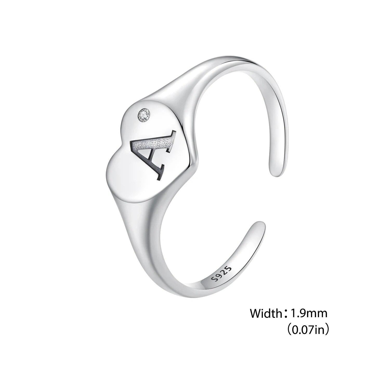

WOSTU твердое серебро 925 пробы, простое кольцо с буквой для женщин, индивидуальные штабелируемые кольца с гравировкой CZ на пальце, подарок на вечеринку SCR1032-E