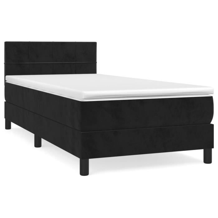 3141271 vidaXL Bed with Box Spring and Mattress Black 80x200 Cm Velvet
