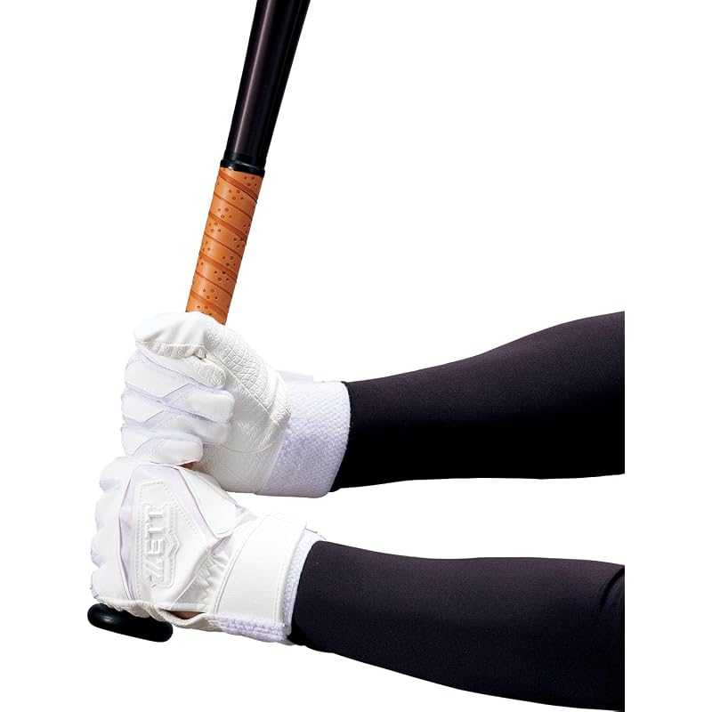 ZETT Impact Batting Gloves, Pair, High School Level, White (1100), Size L, BG19202HS